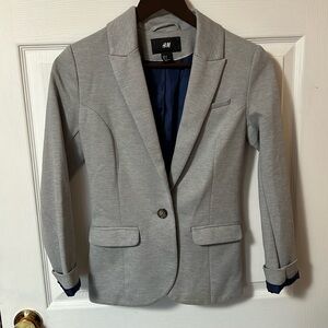 H&M grey and blue lined blazer - size 2​